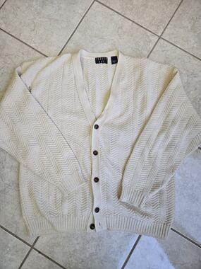 Trader Bay Men's Cream Button-Up Knit Cardigan